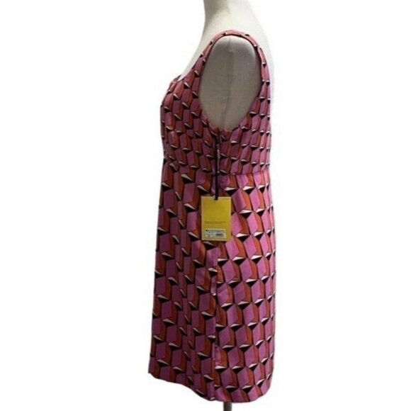 Diane von Furstenberg Pink Geometric Print Sleeveless Dress Recycled Polyester - Picture 2 of 10